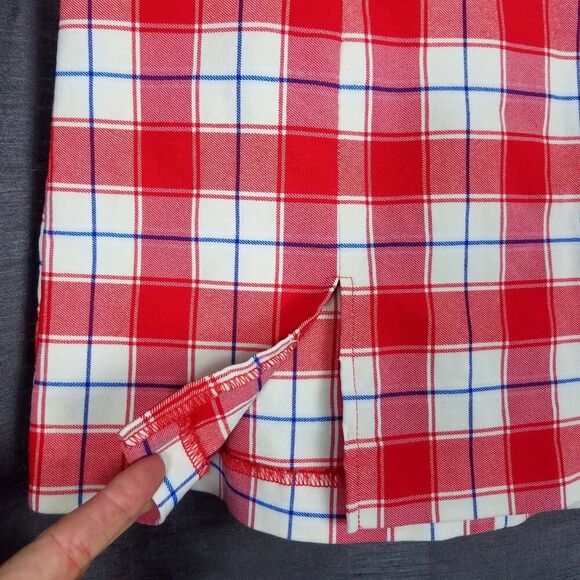 NEW Urban Outfitters Red White Plaid Mini Skirt With Slits Size Small - Picture 3 of 5